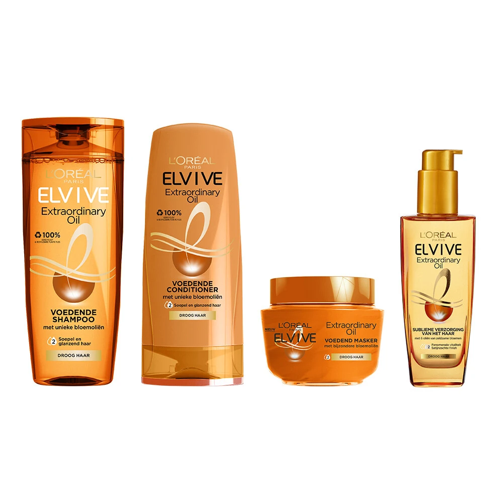 L'Oreal Lu0027Oréal Elvive Extraordinary Oil Shampoo, Conditioner, Haarmasker & Oil Pakket 1 L'Oreal Lu0027Oréal Elvive Extraordinary Oil Shampoo, Conditioner, Haarmasker & Oil Pakket