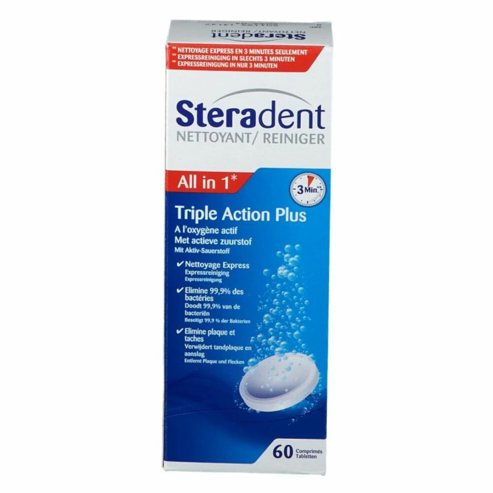 3x Steradent Triple Action Plus 60 1 3x Steradent Triple Action Plus 60