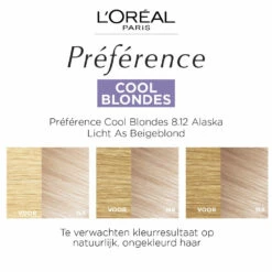 L'Oreal Lu0027Oréal Preference Haarkleuring 8.12 Alaska Licht As Beigeblond - Cool Blondes -Plein Winkel 1055284 3