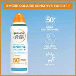 Garnier Ambre Solaire Sensitive Expert+ Beschermende Mist Spray SPF 50+ 6 Garnier Ambre Solaire Sensitive Expert+ Beschermende Mist Spray SPF 50+ -Plein Winkel 1067267 3