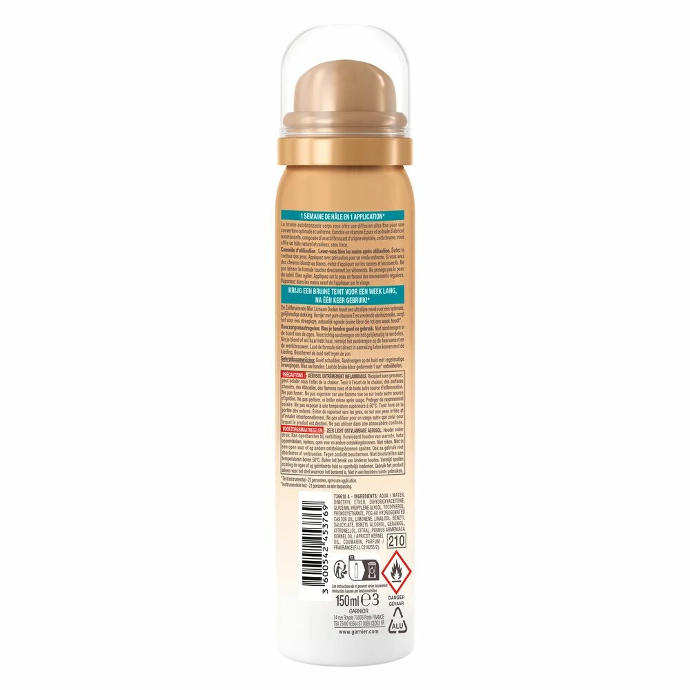 Garnier Ambre Solaire Natural Bronzer Zelfbruinende Spray Light 2 Garnier Ambre Solaire Natural Bronzer Zelfbruinende Spray Light - Afbeelding 2