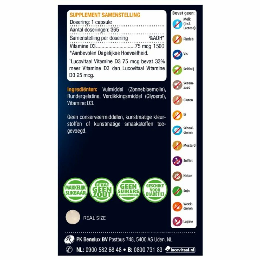 3x Lucovitaal Vitamine D3 D3 75mcg (3000IE) Forte 3 3x Lucovitaal Vitamine D3 D3 75mcg (3000IE) Forte - Afbeelding 3