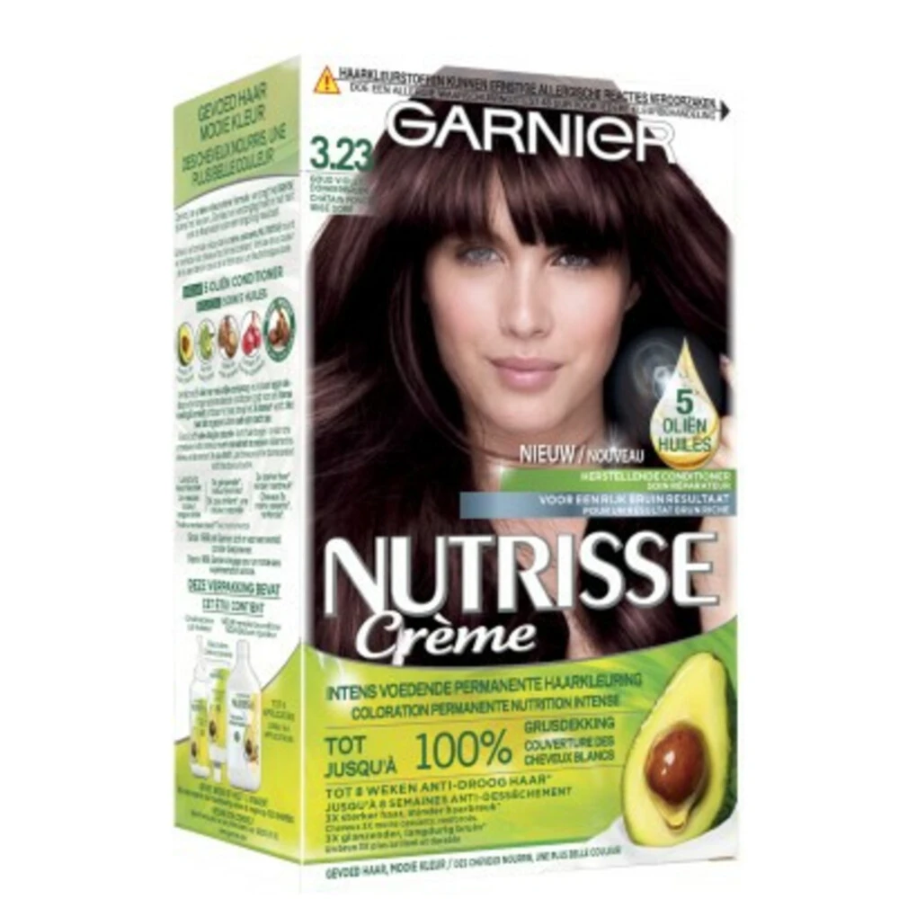 Garnier Nutrisse Crème 3.23 - Goud Violet Donker Bruin 2 Garnier Nutrisse Crème 3.23 - Goud Violet Donker Bruin - Afbeelding 2